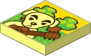 Tile  2 x  2 with Dog, Guitar and Trees Pattern
