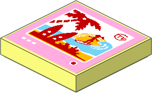 Tile 2 x 2 with "TV", Surfer and Palm Tree on Screen Sticker Tile 2 x 2 with "TV", Surfer and Palm Tree on Screen Sticker