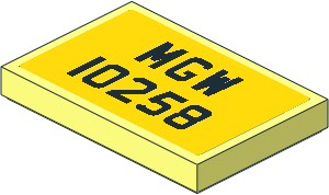 Tile 2 x 3 with Black "MGW 10258" on Yellow Background Sticker Tile 2 x 3 with Black "MGW 10258" on Yellow Background Sticker