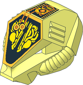 Minifig Helmet with Hexagonal Top and Gold Alien Pattern Minifig Helmet with Hexagonal Top and Gold Alien Pattern