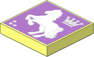 Tile 2 x 2 with Crown and White Rearing Horse on Purple Background Facing Left Sticker Tile 2 x 2 with Crown and White Rearing Horse on Purple Background Facing Left Sticker