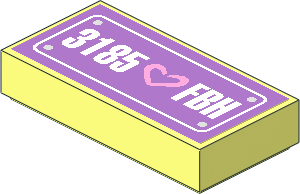 Tile 1 x 2 with Bright Pink Heart and "3185 FBH" License Plate Sticker Tile 1 x 2 with Bright Pink Heart and "3185 FBH" License Plate Sticker