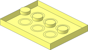 ~Plate  3 x  4 with 4 Studs in Centre - without Patternable Surfaces