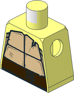 Minifig Torso with Tan and Dark Tan Turtle Shell with Dark Brown Belt and Crack Pattern