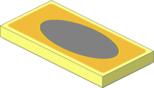 Tile  2 x  4 with Metallic Silver Oval on Metallic Gold Background Sticker