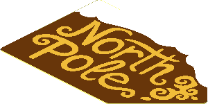 Sticker 1.6 x 2.5 Pentagonal with Metallic Gold "North Pole" and Snow Sticker 1.6 x 2.5 Pentagonal with Metallic Gold "North Pole" and Snow