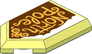 Tile 3 x 2 with Angled End with Metallic Gold "North Pole" and Snow Sticker Tile 3 x 2 with Angled End with Metallic Gold "North Pole" and Snow Sticker