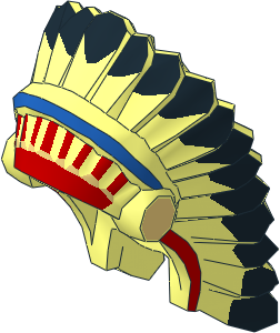 Minifig Headdress American Indian Warbonnet with Coloured Feathers Pattern