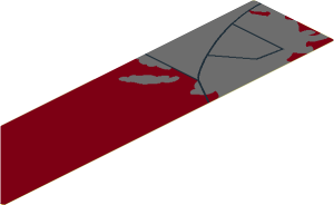 Sticker  1.9 x  7.8 with Black Lines and Dark Bluish Grey Panel with Battle Damage Right Model