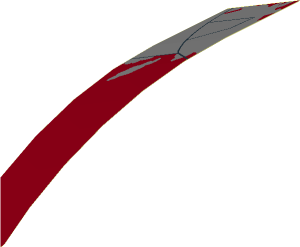 Sticker  1.9 x  7.8 with Black Lines and Dark Bluish Grey Panel with Battle Damage Right Model (Formed)