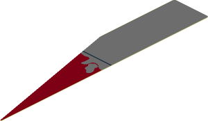 Sticker  0.9 x  5.4 with Dark Red Triangle and Peeling Paint