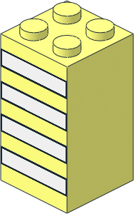 Brick  2 x  2 x  3 with 4 White Stripes Pattern