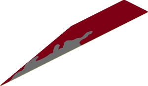 Sticker  0.9 x  5.4 with Dark Red Peeling Paint Right Model