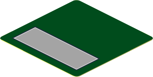 Sticker  1.8 x  1.8 with Light Bluish Grey Rectangle with Black Border on Dark Green Background