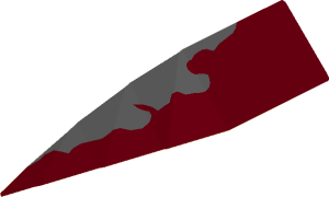 Sticker  0.9 x  5.4 with Dark Red Peeling Paint Left Model Left Model (Formed)