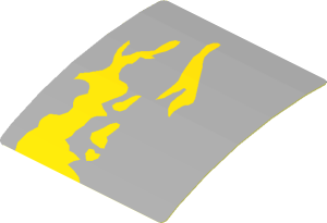 Sticker  1.7 x  1.7 with Yellow Dirt Stains on Light Bluish Grey Background Left Model (Formed)