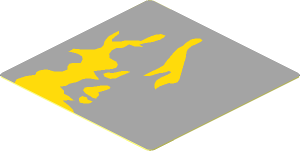 Sticker  1.7 x  1.7 with Yellow Dirt Stains on Light Bluish Grey Background Left Model