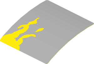 Sticker  1.7 x  1.7 with Yellow Dirt Stains on Light Bluish Grey Background Right Model (Formed)