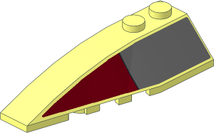 Wedge  2 x  6 Double Left with Dark Red Triangle Sticker