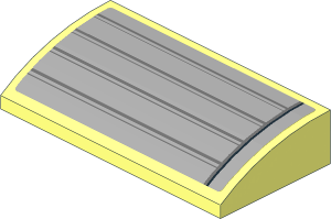 Slope Brick Curved  2 x  4 with Underside Studs with Dark Bluish Grey Lines and Black Line on Right Sticker