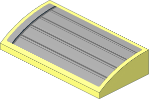 Slope Brick Curved  2 x  4 with Underside Studs with Dark Bluish Grey Lines and Black Line on Left Sticker