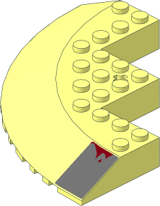 Brick 10 x 10 Corner Round with Tapered Edge and Cutout with Worn Dark Bluish Grey Rectangle Right Model Sticker