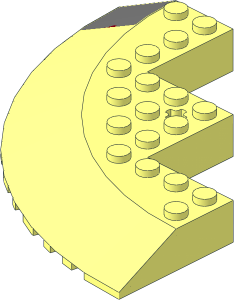 Brick 10 x 10 Corner Round with Tapered Edge and Cutout with Worn Dark Bluish Grey Rectangle Left Model Sticker