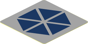 Sticker  1.8 x  1.8 with Six Dark Blue Triangles in Hexagonal Arrangement