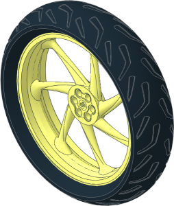 Wheel 24 x 107 Motorcycle with  7 Spokes with Tyre 37/ 38 x 107 Motorcycle with Racing Tread
