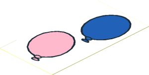 Sticker  3.5 x  1.9 with Blue and Pink Balloons Left