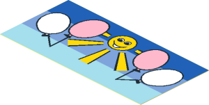 Sticker  1.9 x  3.9 with White and Pink Balloons with Yellow Sun