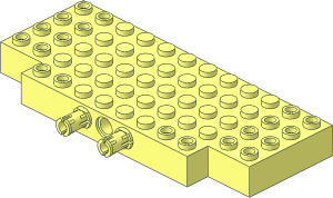 Brick  5 x 12 with  1 x  2 Cutouts and  3 Pegholes on Side with Dual Pins