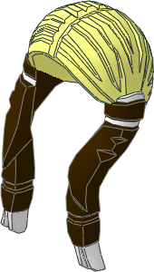 Minifig Hair Long Braided with White Ties and Dark Brown Braids Pattern