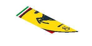 ~Sticker  1.8 x  1.9 with Ferrari Rounded Badge on Tricolor Stripe on White Background - Fourth Face