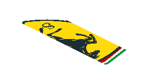 ~Sticker  1.8 x  1.9 with Ferrari Rounded Badge on Tricolor Stripe on White Background - Third Face