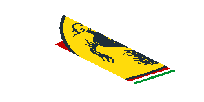 ~Sticker  1.8 x  1.9 with Ferrari Rounded Badge on Tricolor Stripe on White Background - Fourth Face