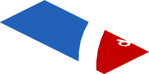 ~Sticker  0.8 x  1.9 with White Adler Pelzer Logo and Blue Triangle on Red Background Left - Fifth Face