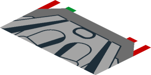 ~Sticker  1.8 x  4.0 with Tricolor Stripes and Engine on Red Background - Second Face