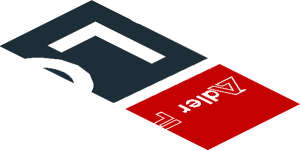 ~Sticker  0.8 x  1.9 with White Logos on Black and Red Background Right - Fourth Face