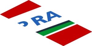 ~Sticker  0.8 x  1.9 with Blue SMP Racing Logo in White Stripe on Red Background Right - Third Face