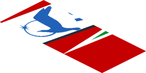 ~Sticker  0.8 x  1.9 with Blue SMP Racing Logo in White Stripe on Red Background Right - Fifth Face