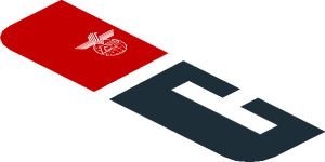 ~Sticker  0.8 x  1.9 with White Logos on Black and Red Background Left - Sixth Face