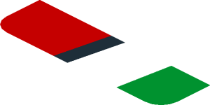 ~Sticker  0.8 x  1.9 with Michelin Logo and Green Triangle on Red Background Right - Sixth Face