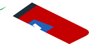 ~Sticker  0.8 x  1.9 with Michelin Logo and Green Triangle on Red Background Left - First Face