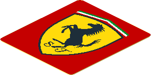 Sticker  1.8 x  1.6 with Ferrari Rounded Badge on Red Background