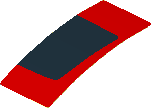 Sticker  1.8 x  4.0 with Black Trapezoid on Red Background Right (Formed)
