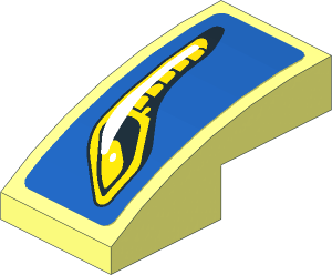 Slope Brick Curved  2 x  1 with Yellow Headlamp on Blue Background Right Sticker
