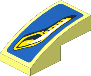 Slope Brick Curved  2 x  1 with Yellow Headlamp on Blue Background Left Sticker