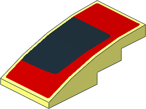 Slope Brick Curved  4 x  2 with Black Trapezoid on Red Background Right Sticker
