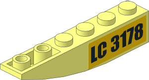 Slope Brick Curved  6 x  1 Inverted with Black "LC 3178" Right Sticker